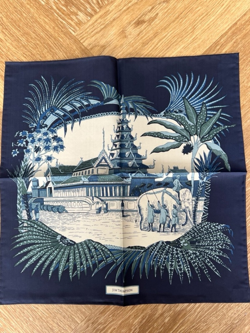 Jim Thompson Blue & White Chinoiserie Style Pocket Square